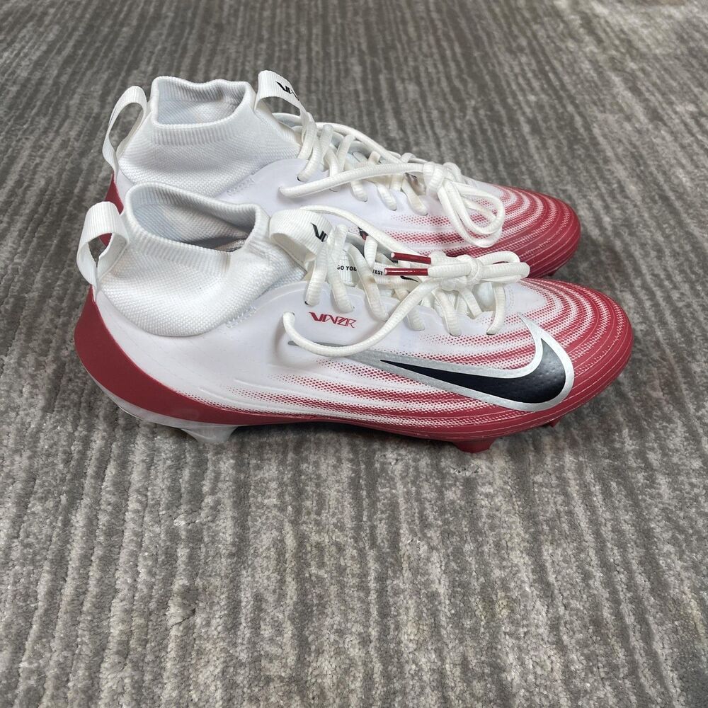 Nike Air Zoom Vapor Pro 1 Mens 8.5 Football Cleats Shoes White Red Sock Collar